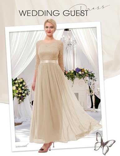 BeryLove Women Long Sleeve Formal Party Dress Lace Wedding Guest Maxi Dresses Elegant Cocktail Evening Gowns3