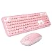 SADES V2020 wireless keyboard and mouse sets,pink keyboard with round keycaps, 2.4GHz Dropout-Free Connection, Long Battery Life for PC/laptop