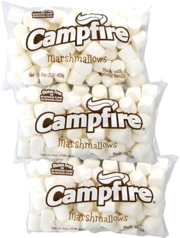 FireStix 3 Pounds of Campfire Large White Marshmallows - Made with Natural Vanilla, No Artificial Flavors - Great for Campfires, S'mores