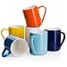 Sweese 603.002 Porcelain Coffee Mug Set - 11 Ounce for Coffee, Tea, Cocoa and Mulled Drinks - Set of 6, Hot Assorted Colors