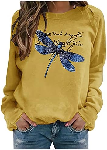 Womens Sweatshirt Graphic Color Block Crewneck Sweatshirts Animal Print Tops for Women Gradient Long Sleeve Shirts C-Yellow