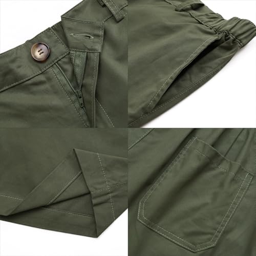Image of Oymyakon Men's 6 Inch Shorts Casual Cotton Flat Front Chino Shorts Summer Elastic Waist Pull On Short with Pockets