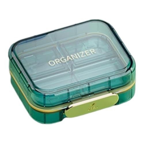 Weekly Pill Organizer, Double Layer Medicine Case, 3.15x2.76x1.38 Inches Travel Size Pill Dispenser with Secure Lids, Compact Me