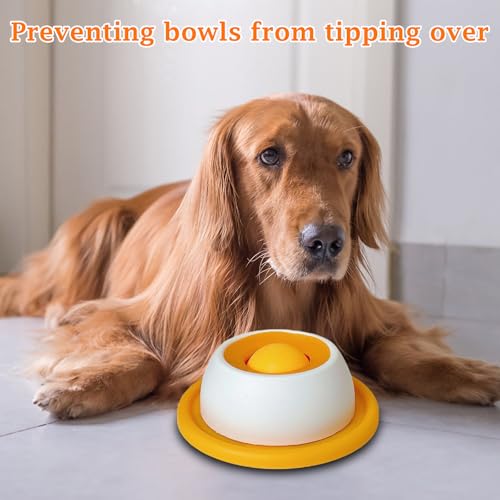 Schleckmatte Hund, Leckmatte Hunde, Schleckball Hund, Hundebeschäftigung für Zuhause, Dog Licking Bowl, Hundespielzeug, Dog Lick Sphere, Hundelickspielzeug, (Blau und Gelb)