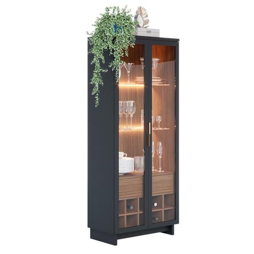 Cristaleira Adega Guanabara 2 Portas 1 Gaveta Preto Fosco