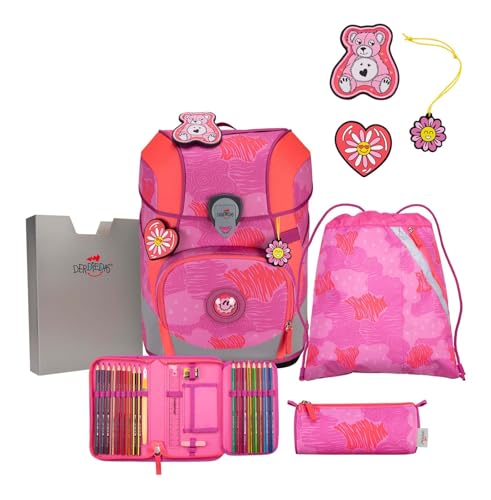 Mochila escolar DerDieDas ErgoFlex Tiny Roses para el camino al colegio de primaria