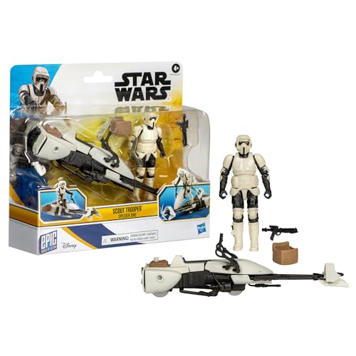 STAR WARS Epic World of Action Scout Trooper & Speeder Bike, 4-Inch Action Figure & Vehicle, Toys for 4 Year Old Boys and Girls & Up