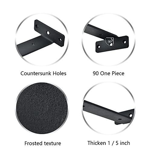 6 Pack Heavy Duty Shelf Brackets, 1/5 Inch Thick,8 Inch Wall Mounted Industrial Metal Bracket For Shelves,Black Iron Finish Shelf Holder Hanger.( 8"6Pack) #TOP1