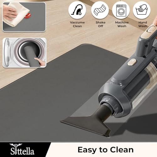 Image of SITTELLA Rubber Kitchen Mats Set, Anti-Skid Kitchen Mats 3.5mm, Water Absorbent Rug, Carpets, Floor Mat for Home and Kitchen (120x50cm) in Grey, Rectangular