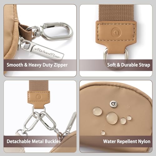 Image of Keychain Wallet Mini Zip Around Wristlet Wallets for Women Detachable Dual Pouch Wristlet Portable Coin Purse Small Wallets With RFID Blocking (Brown & Khaki)