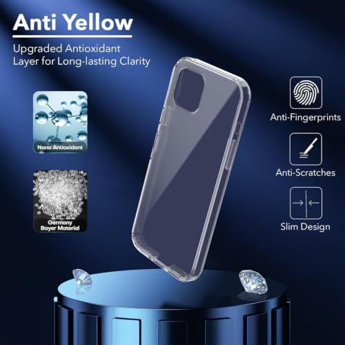 Image of Jkobi Lifetime Anti-Yellow Clear Back Case Cover for Apple iPhone 12 Pro (Sleek Hard Crystal | Shockproof and Camera Protection)