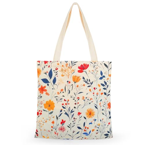 Floral Canvas Tote Bags for Women - Reusable Tote Shoulder Bag Casual Bag for Vacation, Shopping, Work, Gym2