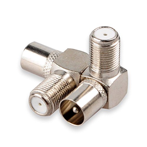 F-Type Connector, Besmelody 4-Pack F-Type Female to TV PAL Male Coax Antenna Jack RF Adapter CTAV Coupler, 90 Degree Right Angle