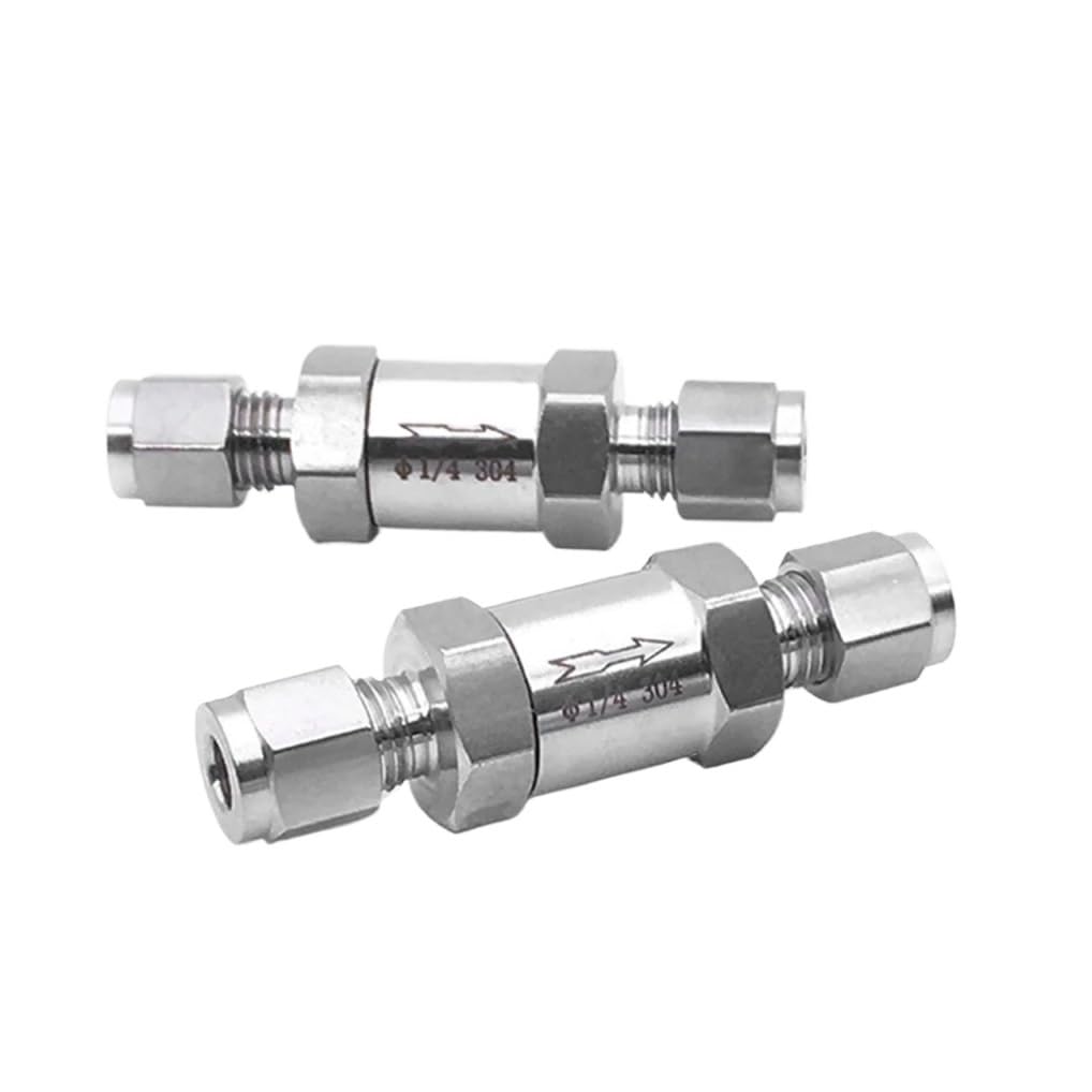 Válvula de retención de compresión unidireccional, antirretorno, en línea, de acero inoxidable 304, compatible con tubos de 3/6/8/10/12-20 mm (1/8", 1/4", 3/8" y 1/2") de diámetro exterior.(14mm)