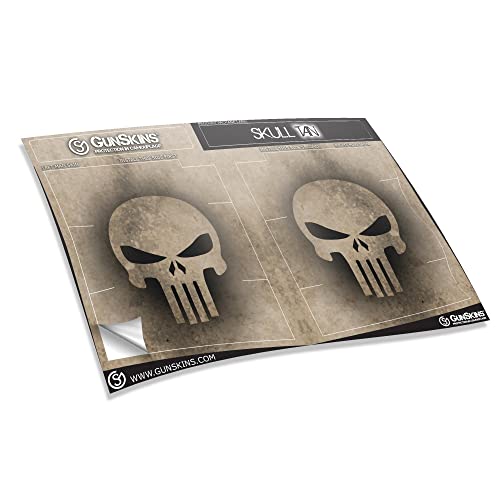 GunSkins Mag Skins - 3 Pack - Premium Vinyl Mag Wraps - Easy to Install - Waterproof Non-Reflective Matte Finish - Made in USA - Skull Tan