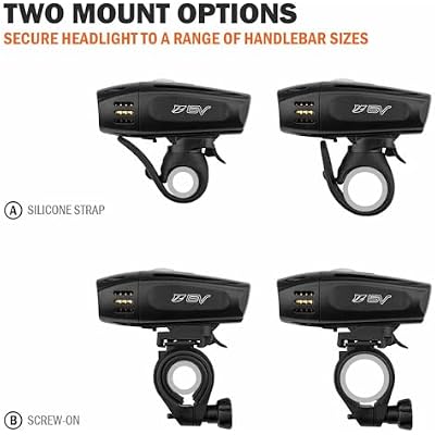 BV Bike Lights, Super Bright with 5 LED Bike Headlight & 3 LED Rear, Bike Lights for Night Riding with Quick-Release, Waterproof Bicycle Light Set, Bike Accessories, Bicycle Accessories, Flashlight