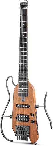 Donner HUSH-X - Kit de guitarra eléctrica, guitarra sin cabeza ligera, ideal para viajes y práctica, cuerpo sólido de caoba con soportes fáciles de