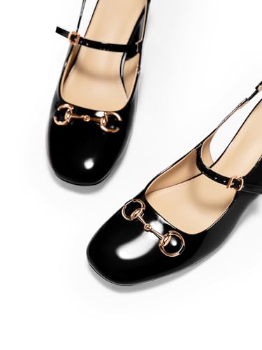 PiePieBuy Womens Slingback Chunky Heels Mary Jane Shoes Slip On Buckle Strap Dress Shoes Closed Round Toe Pumps4
