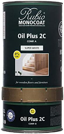Wood Stain & Finish 650 ft² - Super White | Oil Plus 2C | Quick-Dry, Eco-Friendly Linseed Wood Oil for Indoor Use, Includes Accelerator (Part B) | Protector | 1.3 L