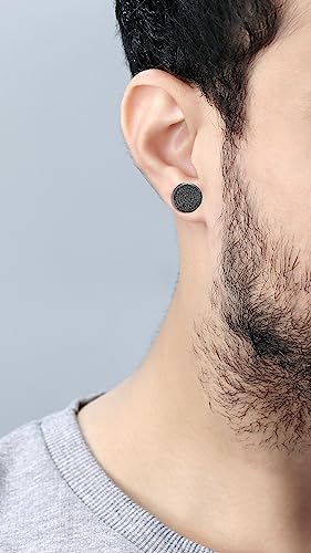 Dazzlingrock Collection Round Black Diamond Diamond Hip Hop Unisex Stud Earring (0.40 Ctw, Color Black, Clarity Opaque) In Black Plated 925 Sterling Silver | Screw Back #TOP1