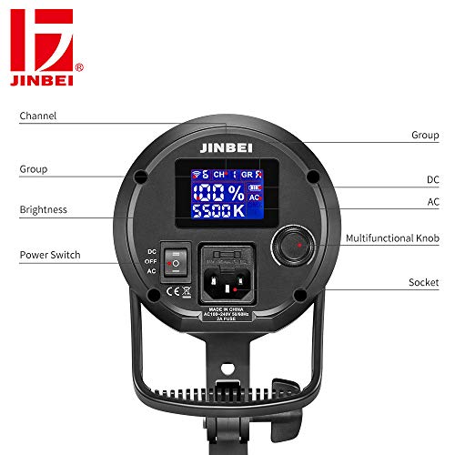 JINBEI EFII-60W 60Ws LED Continuous Video Light Ra>96 F970 Battery(Not Included) with Bowens Mount for Portrait Baby Still Life Photography(1xStandard Reflector)