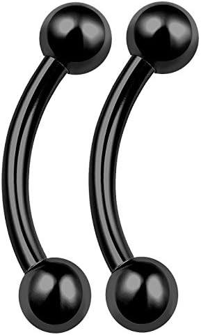 bodyjewellery 2pcs 16g Curve Barbell Black Titanium Conch Cartilage Bar Stud Eyebrow Tragus Earrings Lip Helix Rook Ring B2MCE