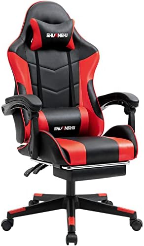 Shuanghu Gaming Chair Ergonomic Racing Chair with Lumbar Assist and Headrest PU Leather-based Reclining Racing Chair Laptop Gaming Chair for House Workplace Males Girls Gaming Desk Chair