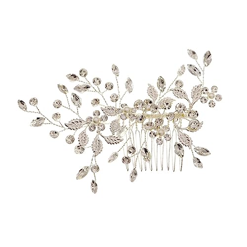 HONMEET シーフラワーブライドヘアコーム ウェディングヘッドドレス ファッションヘッドウェア 真珠とラインストーンのヘアアクセサリー 写真撮影用小道具 結婚式 パーティー用 女性向け