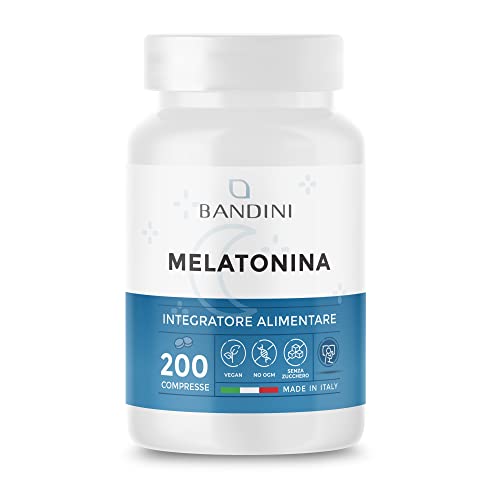 Bandini® Mélatonine 200 comprimés, Mélatonine pure 1mg, Supplément pour un meilleur sommeil et repos, Complément alimentaire Sommeil rapide - Bandini Pharma Cover