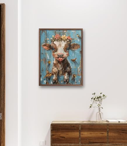 Image of Leczany Cross Stitch Stamped Kits for Adults Beginners Patterns Craft Kit Needlepoint Full Range of DIY Embroidery Kits Starter 11CT 3 Strands | Little Cow 15.8x20.9 inches