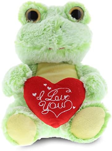 DolliBu Sitting Frog Valentine's Day I Love You Heart Plush - Personalized Super Soft Plush Heart Romantic Stuffed Animals for Anniversary Long Distance Relationship - 6.5 Inches