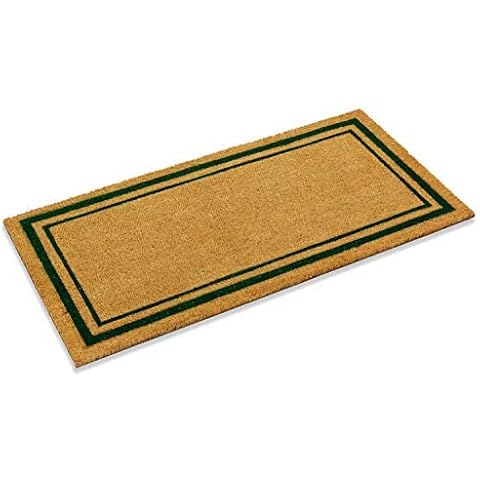 Kempf Double Border XXLarge Coco Coir Mat, Rubber Vinyl Backing, Great for Double Doors, Indoor Outdoor Entrance Rug, 24 x 72-Inch, Black Cover