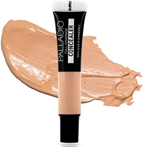 Palladio Full Coverage Concealer, Under Eyes Disguise, Creamy Face and Eye Concealer, Evens Skin Tone, Conceals Blemishes, Dark Circles and Fine Lines, Use with Concealer Brush, Chai Tea
