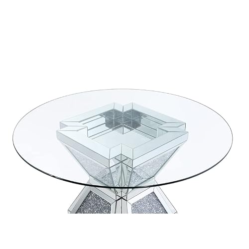 Acme Furniture Noralie Dining Table, Clear Glass, Mirrored & Faux Diamonds #TOP3