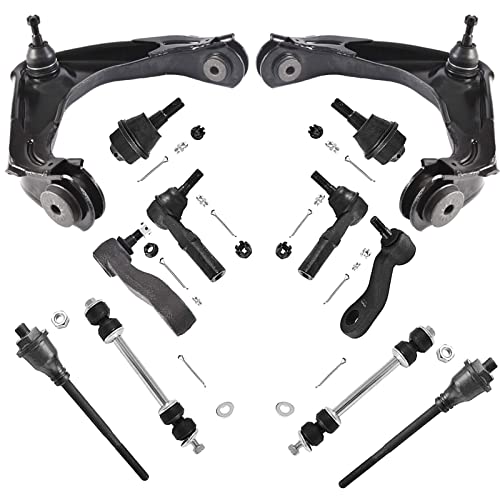 Astarpro - 8-Lug Suspension Kits Front Upper Control Arms(Zerk) With Ball Joints+Tie Rod+Sway Bar+Steering Pitman Arm+ Idler Arm Replacement For Silverado Sierra Suburban Yukon Xl 1500 2500 Hummer H2 #TOP27