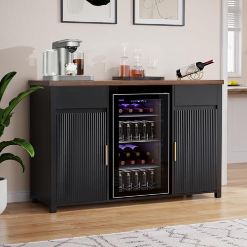 Comparison: Best Mini Fridge For Bar 6 GDLF Large Coffee Bar Cabinet with Fridge Space, Mini Fridge Cabinet with Wine Storage, Buffet Sideboard Table for Home, Fluted Modern Design,53.2" L