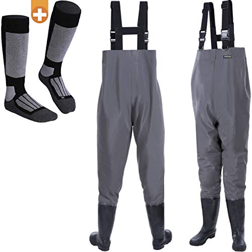 smartpeas Pantaloni da Pesca Impermeabili Con Stivali In Pvc - Cuciture Saldate E Vita Alta -...