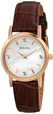 �u���[�o Bulova Women's 97P105 Diamond Gallery Analog Display Japanese Quartz Brown Watch ���� ���f�B�[�X �r���v �y���s�A���i�z