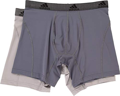 adidas Men's Relaxed Performance Climalite® Boxer Brief Underwear (2-Pack), Onix Light Onix, MEDIUM