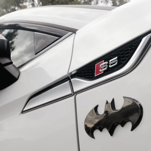 Image of Fan Emblems Batman 3D Car Badge - 1989 Batwing Logo (Black Chrome: 3.8 x 1.8 x 0.2 inches)