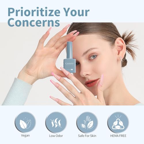 Image of CANNI Light Blue Gel Nail Polish, 1Pcs Pastel Baby Blue Gel Polish Color High Gloss Soak Off U V Manicure Salon DIY