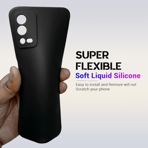 Image of LIRAMARK Silicone Soft Back Cover Case with Micro-Fibre Cloth On Inner Side for Oppo A55 4G (Black)