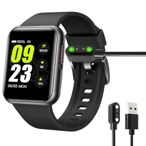 MAIXIANGGUOJI Câble de charge magnétique pour montre intelligente - 2 broches - 2,8 mm - Compatible avec YAMAY SW025 Letsfit ID206 ID205L ID205U ID205S ID216 Umidigi Uwatch SW023 (noir)