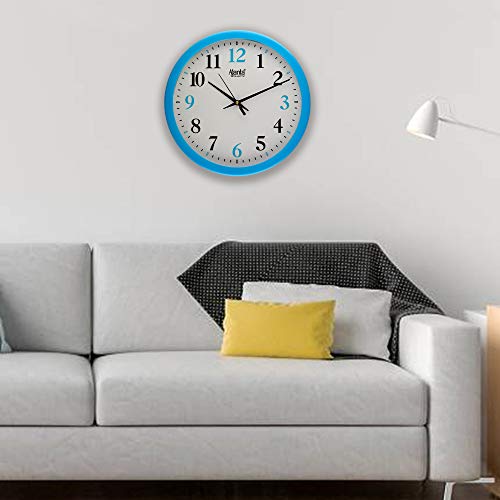 Image of Ajanta Plastic Round Wall Clock (26 cm, Blue)