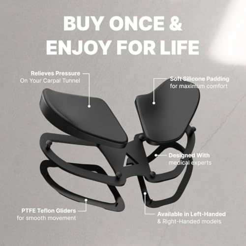 Image of DELTAHUB Carpio 2.0 - Left & Right Handed Ergonomic Wrist Rest for Mouse and Keyboard, Carpal Tunnel Support, Pain Relief, Anti-Fatigue, Easy Glide, Office Computer, Laptop, Gaming - Large, Black