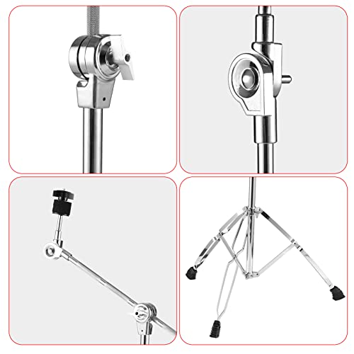 Eryue Cymbal Stand Straight & Boom Cymbal Stand Double Braced Legs Height & Angle Adjustable Drum-Kit Cymbal Support Rack Heavy Duty Boom/Straight Combo With Rubber Feet #TOP2
