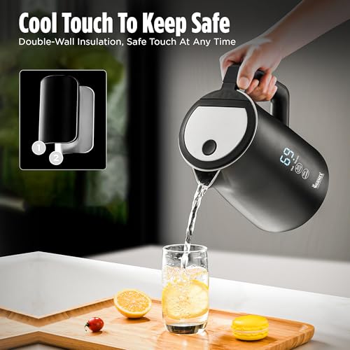 Image of Warmex 1.7 Ltr Premium Double Wall Electric Digital Kettle for Hot Water 1500 Watts | Touch Sensitive Panel | Cool Touch Feature | Auto Shut-off with 1 Year Warranty