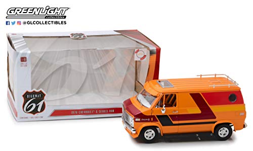Greenlight Hwy-18012 1: 18 Highway 61-1: 18 1976 Chevy G-Series Van - Orange with Custom Graphics