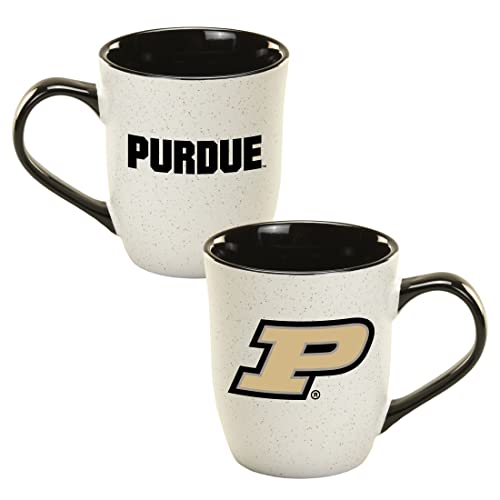 RFSJ INC. Purdue Boilermakers Ceramic 16oz Granite Mug – Official Team Logo Coffee Cup with Colored Interior and Handle – Handwash Recommended – Individually Boxed