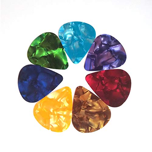 50 púas de celuloide de colores para guitarra acústica, guitarra eléctrica, bajo o ukelele (grosor 0,5...
